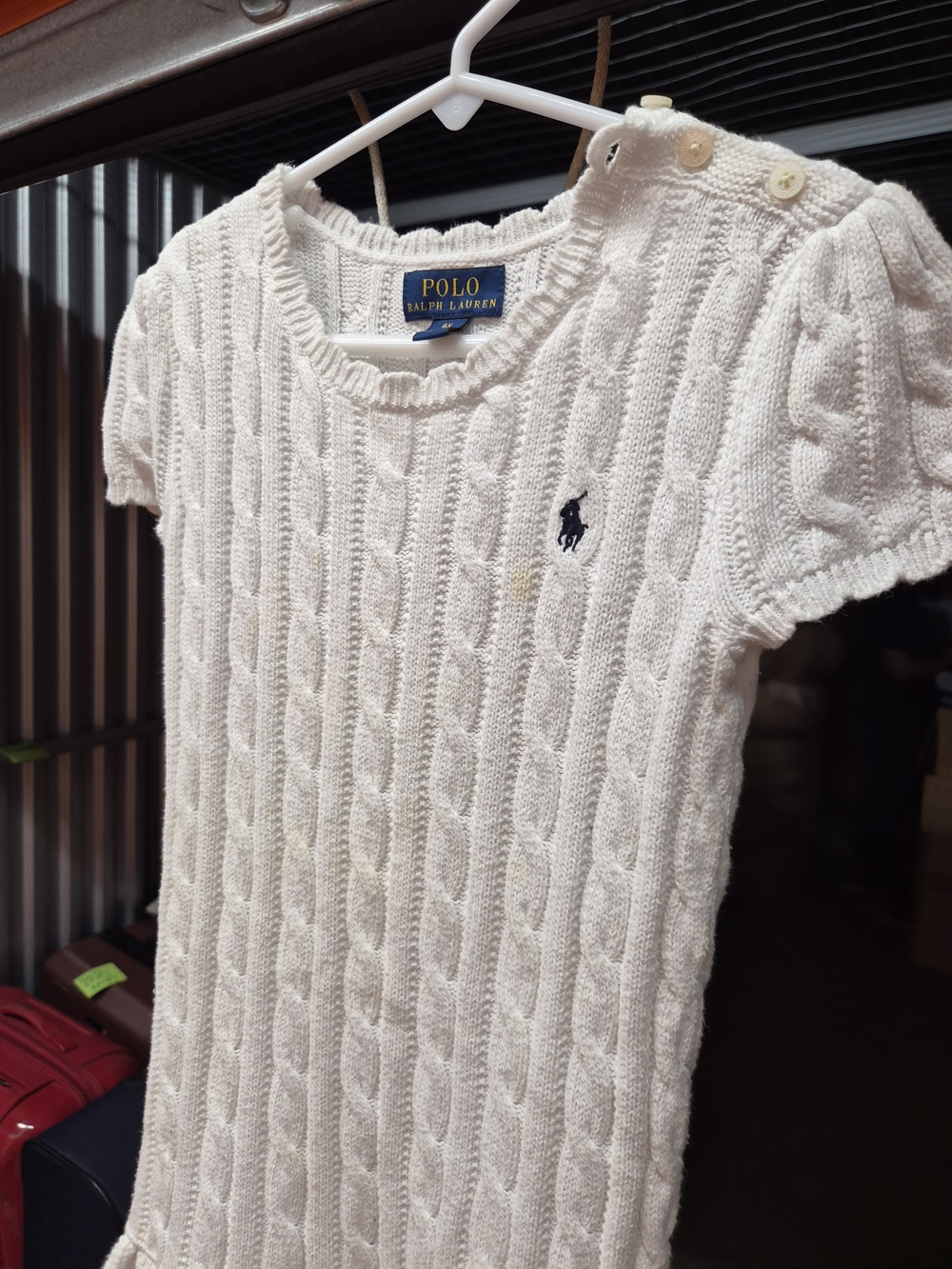 Polo by Ralph Lauren White Knit Top with Navy Label